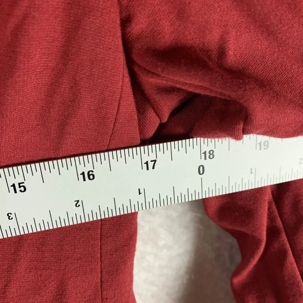 Carmen Milano Blazer Women's 8 Red Rayon Stretch Long Sleeve Lapelless 6590‎